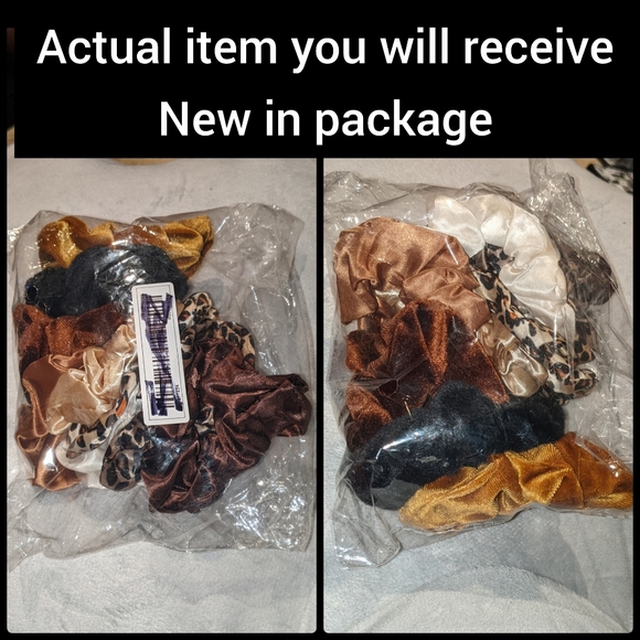 New lot of 9 leopard print scrunchies & dark colored scrunchie mixed bundle - Picture 3 of 3